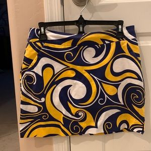 LOUDMOUTH LADIES GOLF SKORT NAVY BLUE GOLD SPLASH